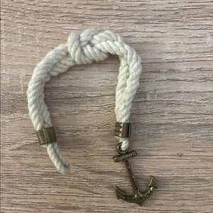 White Rope Bracelet with Anchor Charm